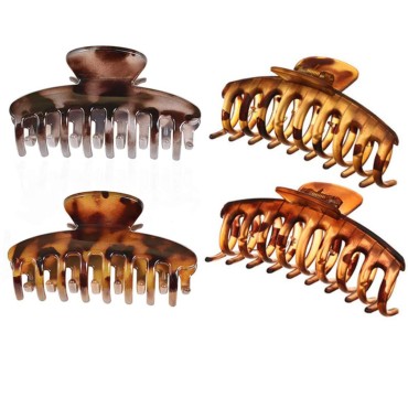 SOTOLAN 4 Pcs Big Leopard Hair Claw Clips - Tortoi...