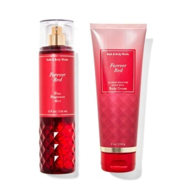 Bath & Body Works - Forever Red - Gift Set - Fine Fragrance Mist & Body Cream - Packaging Varies
