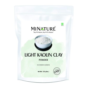 Light kaolin clay powder by mi nature | 227g (8oz) (0.5 lb) | Facial clay mask| Natural exfoliator | Clear skin | Evens Out Your Skin Tone| White Kaolin | Kaolin Clay