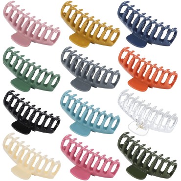 12 Pack Hair Claw Clips 4.3 Inch Large Stylish Hair Clips Barrettes with 12 Colors Hair Claw Clips for unisex