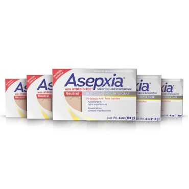 Asepxia Cleansing Bar Neutral, 4 Ounce Multipack (Pack of 5)