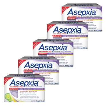 Asepxia Cleansing Bar Softening, 4 Ounce Multipack (Pack of 5)