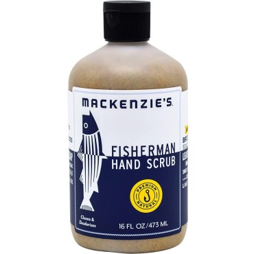 MacKenzie's Fisherman Hand Scrub - Holiday Gifts for Men - Gifts for Fisherman - Gifts for Cooks - Gifts for Gardeners - Coastal Gifts - Cleansing & Deodorizing Hand Cleaner - Natural Soap - 16 oz.