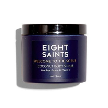 Eight Saints Welcome to the Scrub Coconut Body Scrub, Natural and Organic Exfoliating Sugar Scrub for Acne, Cellulite, Deep Cleansing, Scars, Wrinkles, Exfoliate and Moisturize Skin, 4 Ounces
