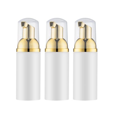 2 OZ Foam Bottle with Gold Pump, Empty Travel Foaming Dispensers for Soap, Shampoo (3pcs, Gold)