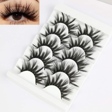 25mm Dramatic Lashes Full Strip Faux Mink False Eyelashes 5D Weekly Pack for Party Thick Vivid and Shiny Lashes Daily Use, 6D37