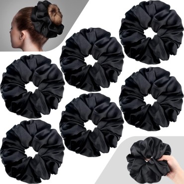 6 Pieces Oversized Satin Hair Scrunchies 7.2 Inch ...