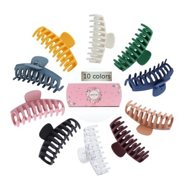 10 Colors Hair Claw Clips 4 Inch Matte Nonslip Lar...