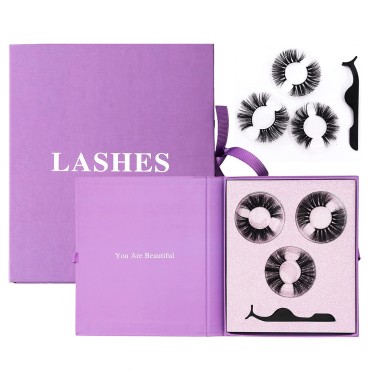 False Eyelashes with Tweezers Kit 3D Faux Mink Eyelash 25mm Fluffy in Gift Boxes Reusable Lashes Thick Volume Eyelashes 3 Pairs Natural Look Easy to Wear
