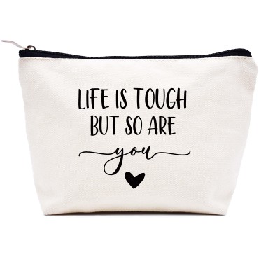 Inspirational,Encouragement,Motivational,Cheer Up,Get Well Soon Gifts for Women Her - Thinking of You,Condolence,Sympathy Gift - Life is Tough but so are You - Makeup Bag Cosmetic Bag Travel Pouch