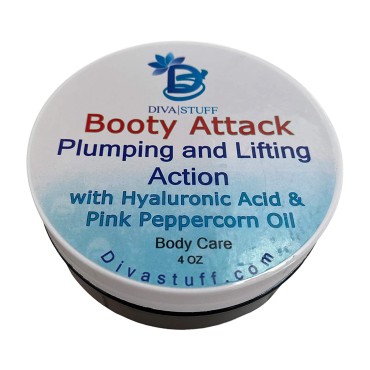 Diva Stuff Booty Attack, Plumping, Lifting and Smoothing Cream With Hyaluronic Acid and Pink Peppercorn Oil, 4 oz