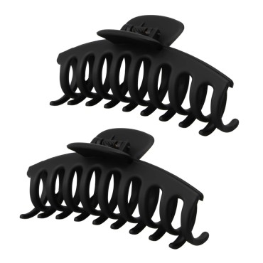 2PCS Black Hair Claw Clips, 4.3 inch Large Matte Black Hair Claws, Fashion Hair Barrettes for Women, Strong Hold Hair Accessories for Girls Thick Long Heavy Hair