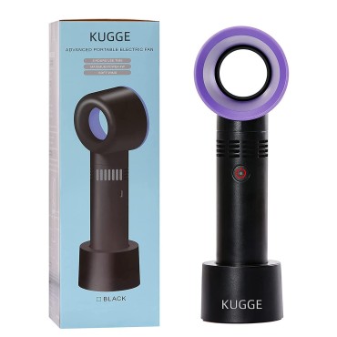 Kugge Mini Bladeless Eyelash Fan Dryer, Portable Upgraded Rechargeable Handheld Lash Fan for Eyelash Extension Application (Black)
