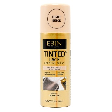 EBIN NEW YORK Tinted Lace Aerosol Spray - Light Beige 2.7oz/ 80ml, Quick dry, Water Resistant, No Residue, Water Resistant, Even Spray, Matching Skin Tone, Natural Look