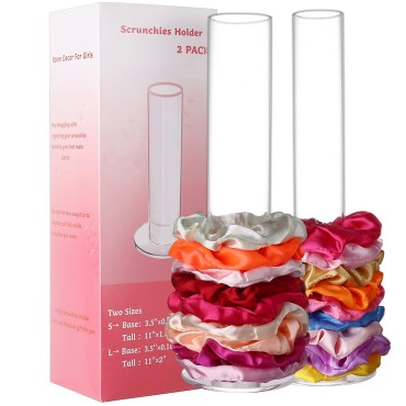 2 Pack Hair Scrunchies Organizer Scrunchie Holder - Hair Ties Organizer,11 inch Hair Scrunchies Holder Stand,Hair Accessories for Girls Room Organizer,Jewelry Tower