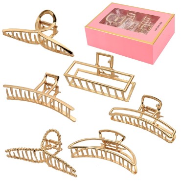 LUKACY 6 Pack Large Metal Hair Claw Clips - 4 Inch...