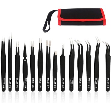 HengTianMei Precision Tweezers Set, ESD Anti-Stati...