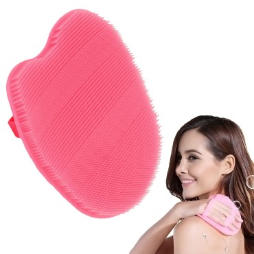 RamPula Silicone Body Scrubber Brush Glove for Exfoliating Wet or Dry Skin Body Wash Bath Shower Tool, with Super Soft Manual Facial Cleansing Brush Scrubber (Pink)