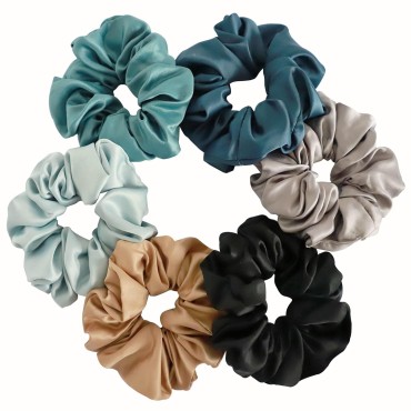 6 Pieces Satin Silk Scrunchies for hair, Big Hair ...