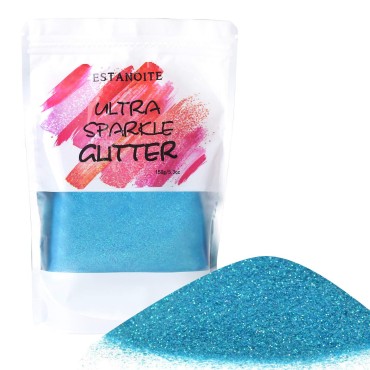 150g Iridescent Glitter, Holographic Ultra Fine Glitter Powder for Craft, Tumblers, Makeup Face Eye Hair Body, Crafts Painting Arts, Nail Art (Rainbow Sky Blue)