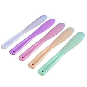 6Pcs Large Plastic Cosmetic Spatula Candy Color Reusable Cosmetic Mask Mixing Spoon Scoops Spatulas Stick Applicator Beauty Spa Makeup Tools for Facial Skin Care DIY Mask Mixing and Sampling Tool, Random Color