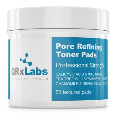 New! Pore Refining Toner Pads with Salicylic Acid and Niacinamide in a Witch Hazel Solution - with Vitamins B5, C & E, Chamomile & Green Tea - Helps Reducing & Perfecting The Loook of Enlarged Pores