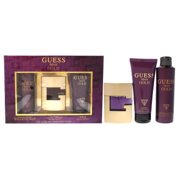 GUESS Gold 3 Pc Gift Set 2.5oz EDT Spray, 6.0oz De...