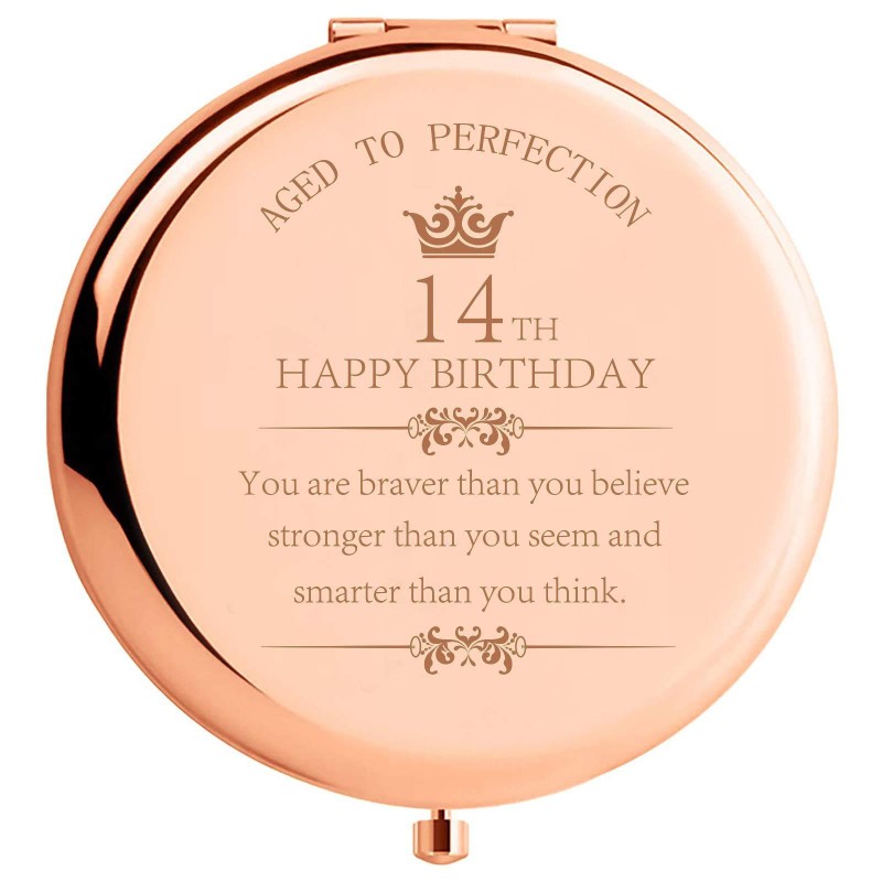 14 Year Old Girls Gifts for Birthday You are Braver Than You Believe Strong Than You Seem Inspirational Unique 14th Birthday Gift Ideas for Teen Girl Makeup Compact Mirror for Daughter Sister Niece