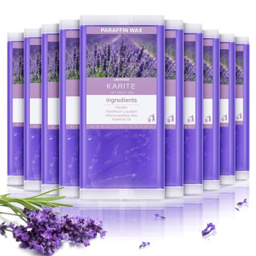 KARITE Paraffin Wax Refills, 10 Pack Lavender Scented Paraffin Wax Beads Blocks for Paraffin Bath, Paraffin Wax Machine Refills for Hand Feet Dry Skin, Relieve Stiff Muscles and Pain, Deep Hydration