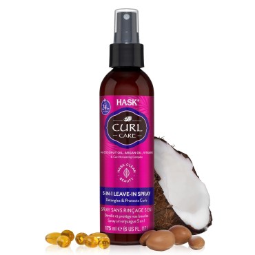 HASK CURL CARE 5-IN-1 Leave-In Spray Conditioner for Curly Hair Types, Vegan Formula, Cruelty Free, Color Safe, Gluten-Free, Sulfate-Free, Paraben-Free