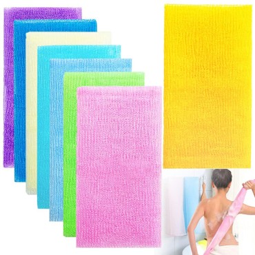 8 Pcs 35 Inch Exfoliating Bath Cloth,Beauty Skin Bath Wash Towel,Nylon Shower Washcloth Body Scrubber Loofah for Women and Men