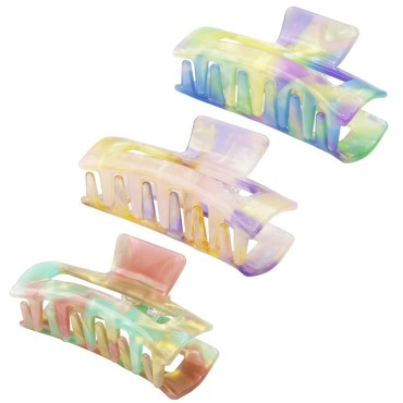 Amersis 3PCS Large Hair Claw Clips - Acrylic Big Hair Clips for Thick Hair Strong Hold Hair Jaw Clips Non-slip Banana Hair Barrettes Clips for Women Girls