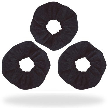 Generic 3 Pieces Microfiber Hair Drying Towels Scrunchies Large Soft Super Absorbent Thick Fuzzy Scrunchy Anti Frizz Elastic Hair Ties Bobbles Ropes Ponytail Holder for Wet Dry Hair Black