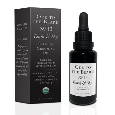 Vegan Mia - USDA Organic Unscented Beard Oil For Men, 3-in-1 Premium Grooming Oil with Argan Oil, Jojoba and More, For Beard Growth and Maintenance - Ode To The Beard Earth and Sky Beard Oil, 1 fl oz