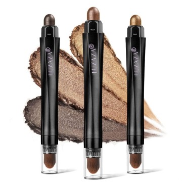 LUXAZA 3Pcs Metallic Brown Eyeshadow Stick Set, Shimmer Creamy Eye Brightener EyeShadow Pencil, Smooth High Pigmented Smoky Eye Makeup…