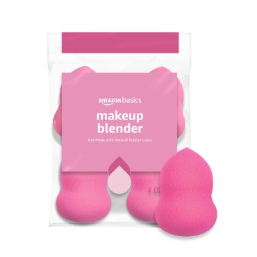 Amazon Basics Large Makeup Blender, 4-Pack, Pink (...