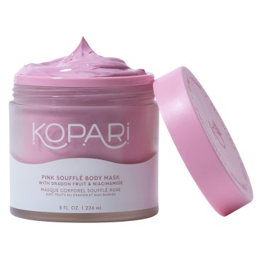 Pink Soufflé Body Mask With Niacinamide, Kaolin Clay, Dragon Fruit & Coconut Oil, Great for Dry Skin, Clarifies, Reduces Appearance of Pores, Helps Reduce Acne & Cellulite, Whipped Texture, 8 Oz