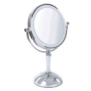 MonMed Lighted Makeup Mirror with Magnification - 1x and 10x Magnifying Mirror with Light Standing LED Make Up Mirror