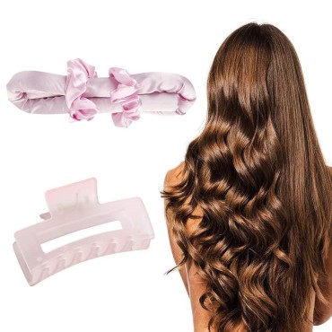 Heatless Hair Curlers for Long Hair Overnight No Heat Silk Curlers Headband To Sleep In Heatless Curling Rod Headband Soft Foam Hair Rollers Curling Ribbon and Flexible Rods for Natural Hair with Clip