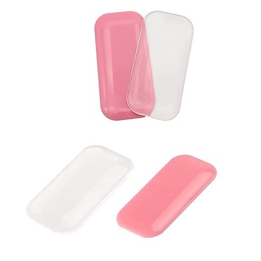 4 Pcs Rectangle Eyelash Extension Pads Silicone Pallet for Loose Lash False Eyelash Tray Holder Tool Reusable Eyelashes Extension Pads Mat Holder Stand Tool(2 Clear & 2 Pink)
