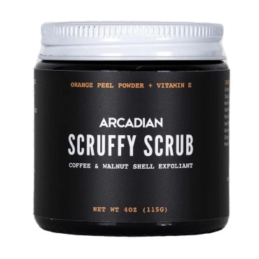 Arcadian Scruffy Scrub Coffee Walnut Shell Exfoliant Vegan Cruelty Free Orange Peel Powder
