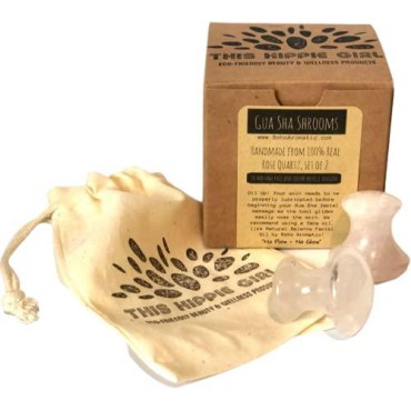 Boho Aromatic This Hippie Girl Gua Sha Mushroom Set, Jaw Sculpting Tools, Rose Quartz Facial Toning and Yoga Sculpt Massage Tool, 2 Gua Sha Mushrooms for Skin and Facial Treatment, Facecare Tools