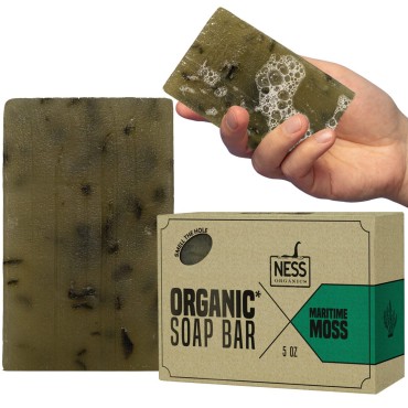 Ness Mens Soap Bar - Maritime Moss Scent, Natural Soap For Men With Organic Ingredients, Mens Bar Soap With Essential Oils, Moisturizing Bar Soap For Men, Handmade In The USA, Cruelty Free, Vegan