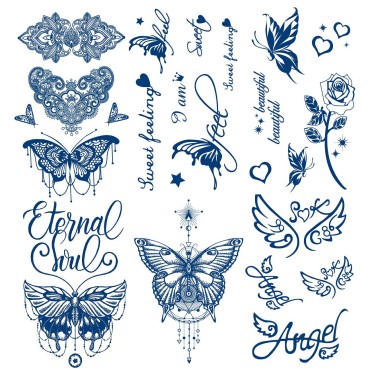 Semi Permanent Butterfly Temporary Tattoos, 6-Sheet 2 Weeks Long Last Waterproof Tattoos, 100% Plant-Based Ink Infinity Realistic Tattoos Sticker for Adult Children