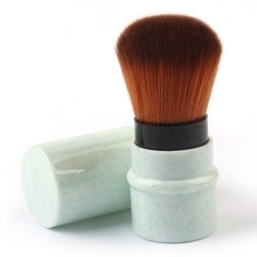 RN BEAUTY Retractable Kabuki Brushes Powder Brush Foundation Brush Blush Brush Face Blender Brush Mineral Blending Buffing Concealer Brush Makeup Brush Portable With Cover -Green
