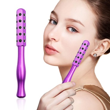 Aohcae Facial Roller Massager, Germanium Stone Uplifting Face Massager Roller, Beauty Roller for Face, Eye, Chin, Neck Skin Care Anti Aging Wrinkles Reduces(Purple)