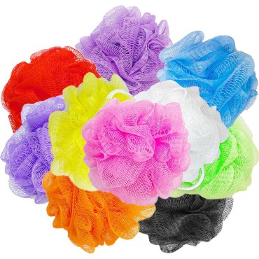 10 Pack Mesh Bath Sponges,Soft Bath Shower Loofah Sponge,Colorful Exfoliating Scrubber for Kids Women Men Body Wash,Random Color