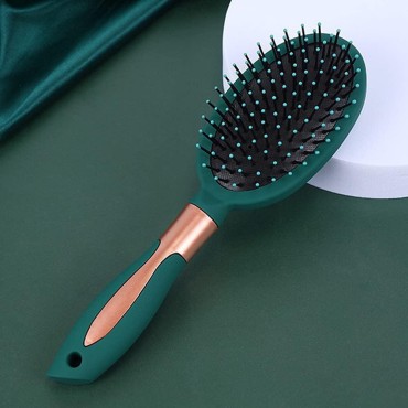 RN BEAUTY Detangling Brush Anti-Static Massage Hair Brushes Paddle Hairbrush With Cushion Base Nylon Bristle Pins Blow Drying Detangler Comb for Men and Women Adults and Kids of All Wet or Dry Hair Types Styling Blackish Green Color (Oval)