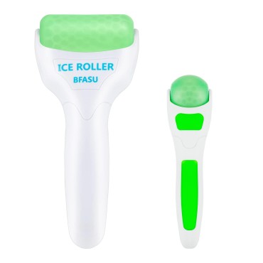 BFASU Ice Roller, Face Roller 2 PCS, Massage Tools with Mini Roller for Eye, Face and Body, Relax and Alleviate Puffiness Fine Lines Minor Pain (Green)