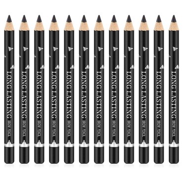 Go Ho 12 PCS Black Eyebrow Eyeliner Pencils Makeup Pen,Waterproof Eye Brow Pencil Black,Long-lasting Nice Color Eye Brow Gel Pen Makeup Brow Tint Pencils?Black?